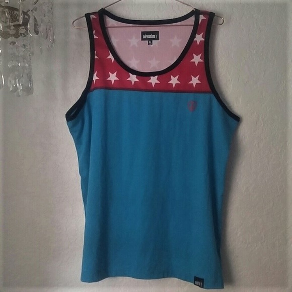 Adrenaline Turquoise Red & White Stars Tank SZ XL